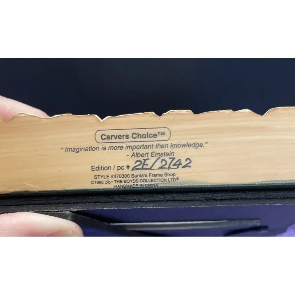 1997 Boyds Bears Collection Carvers Choice Christmas‎ Santa Frame Shop 4 X 5